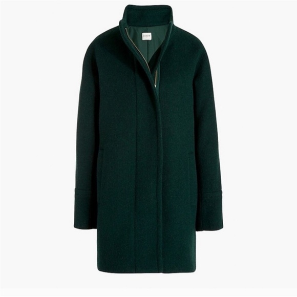 J.Crew City Coat Wool Blend Dark Forest Green Size 10 P - Picture 2 of 9